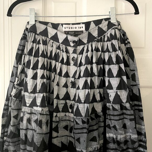 Studio 189 Hand Batik Mixed Print Belted Midi Skirt - Picture 4 of 6